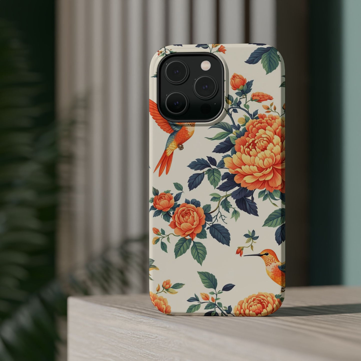Floral Hummingbird Magnetic Phone Case — Impact-Resistant Protective Cover
