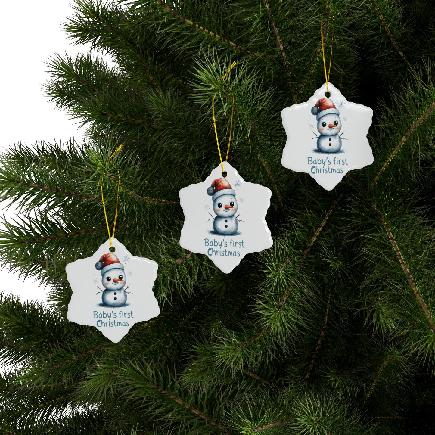Baby's First Christmas Ceramic Ornaments, Custom Holiday Decor, Perfect for Gifts, Winter Memories, Keepsake Ornaments, Snowman Ornaments