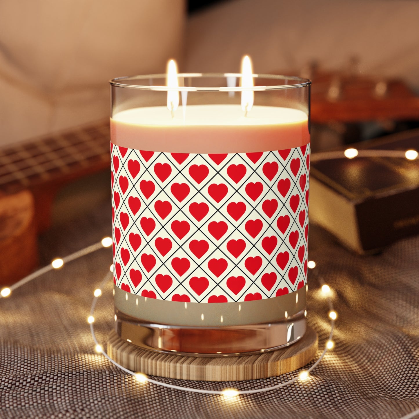 Heart Pattern Scented Candle — 11 oz Decorative Glass Candle for Valentine’s Gifts