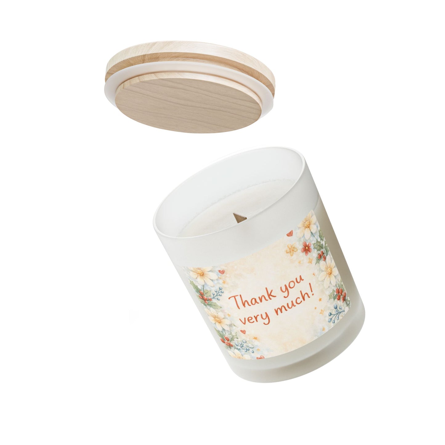 Thank You Floral Candle – Frosted Glass 11oz