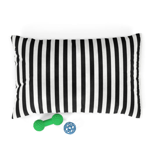 Striped Black & White Pet Bed — Cozy Plush Cushion for Dogs & Cats