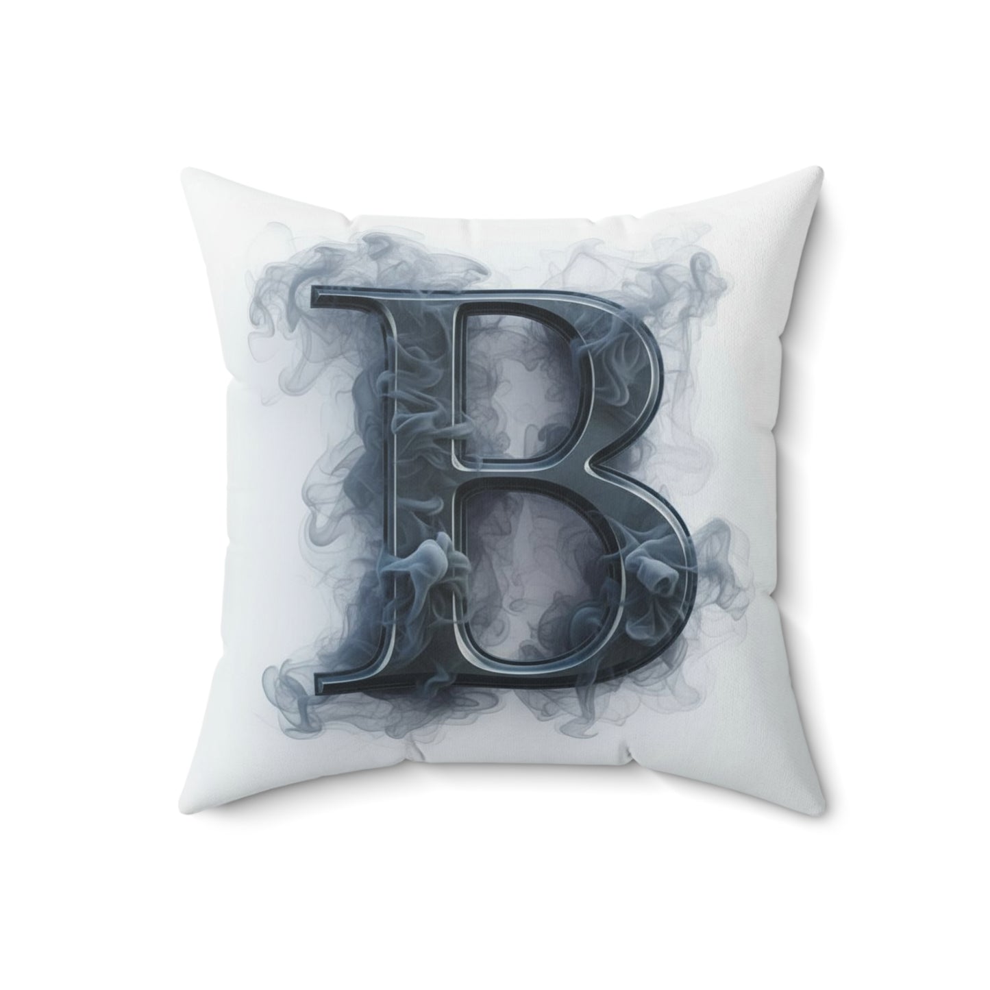 Smoky Monogram 'B' Decorative Pillow — Personalized Initial Accent Cushion