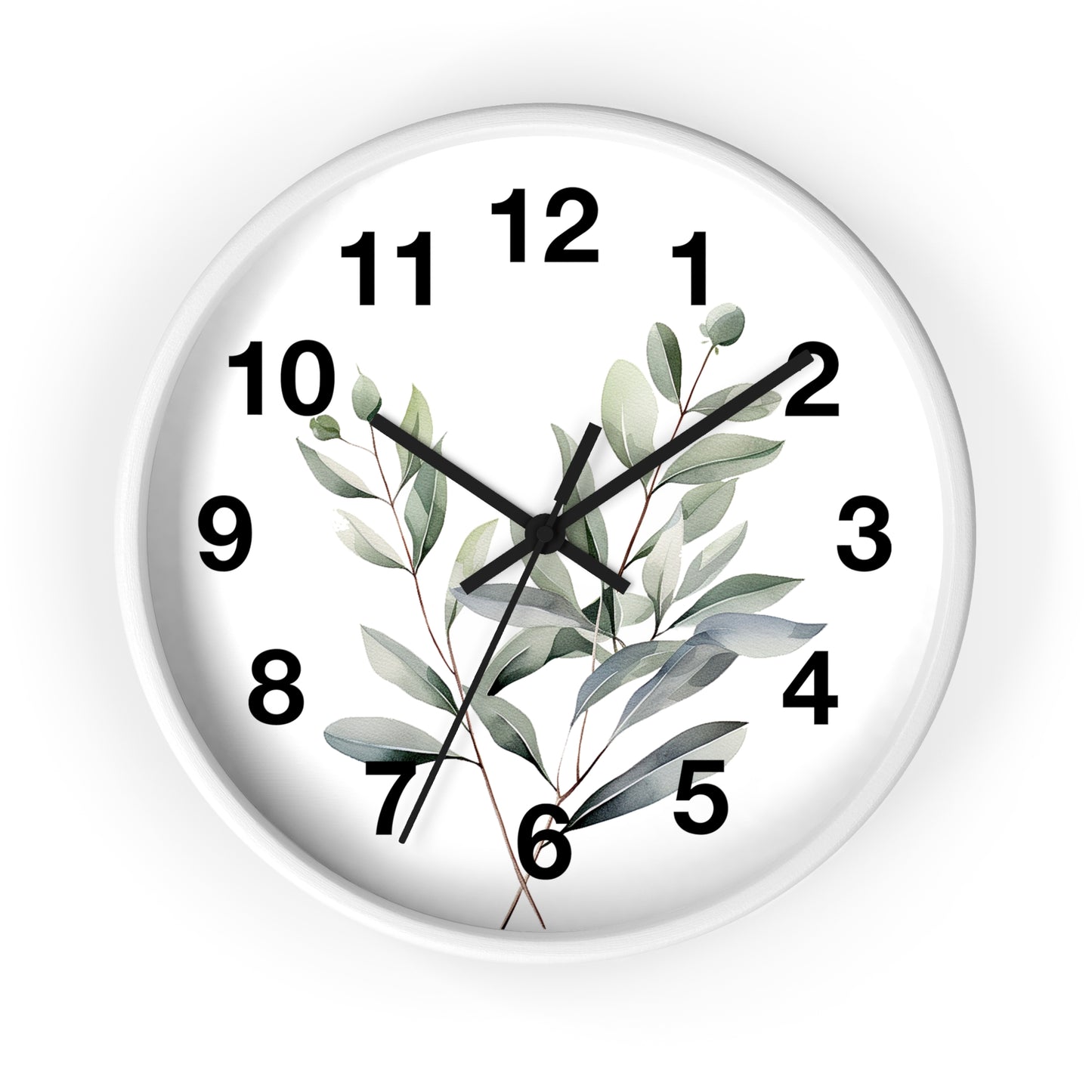Botanical Wall Clock — Minimal Greenery Clock for Living Room & Bedroom