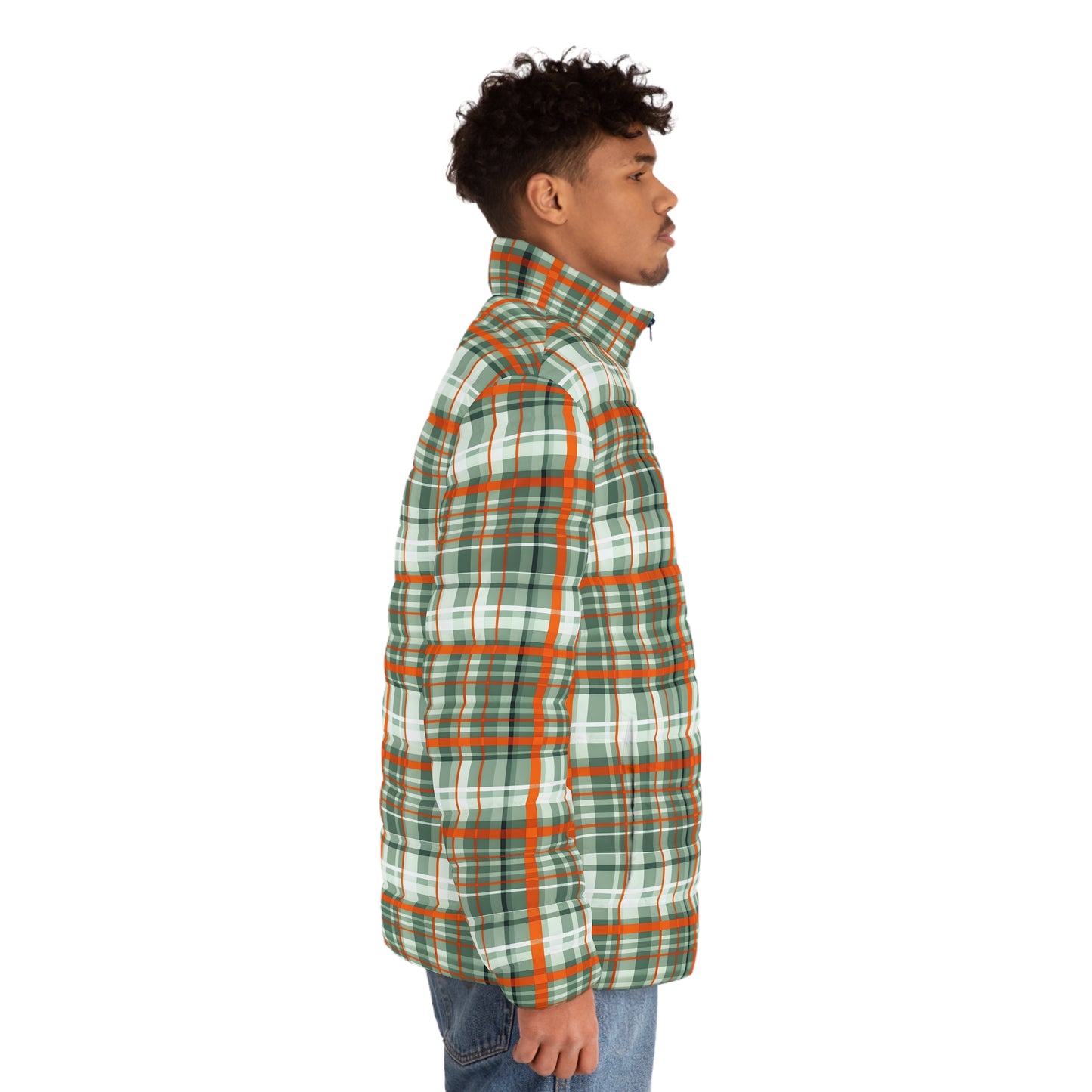 Stylish Men's Plaid Puffer Jacket, Outdoor Wear, Casual Style, Fall Fashion, Gift for Him, Winter Layering