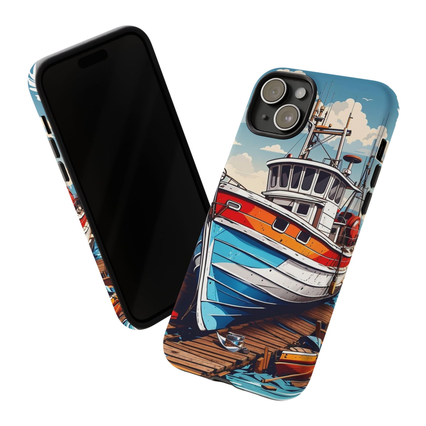 Colorful Fishing Boat Phone Case | Nautical Gift, Marine Design, Coastal Aesthetic, Summer Vibes, Sea Lover's Accessory