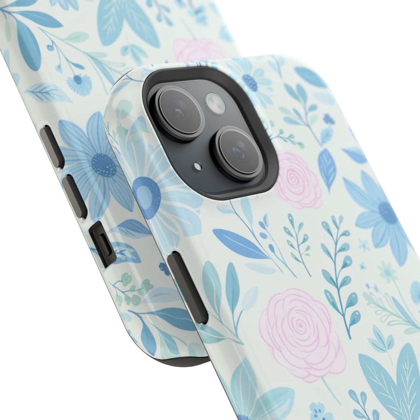Floral Pastel Magnetic Impact Phone Case — Blue & Pink Botanical Design