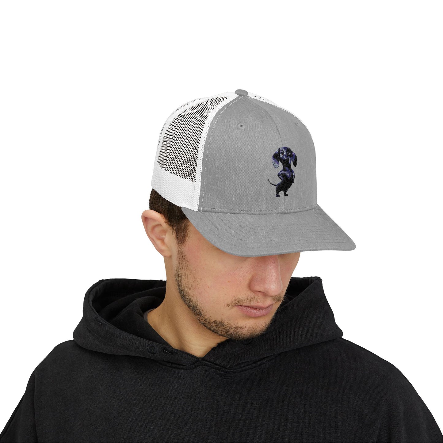 Dachshund Galaxy Trucker Cap – Embroidered Space Sausage Dog Snapback