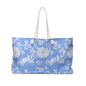 Blue Floral Weekender Bag — Lightweight Travel Tote with White Rope Handles