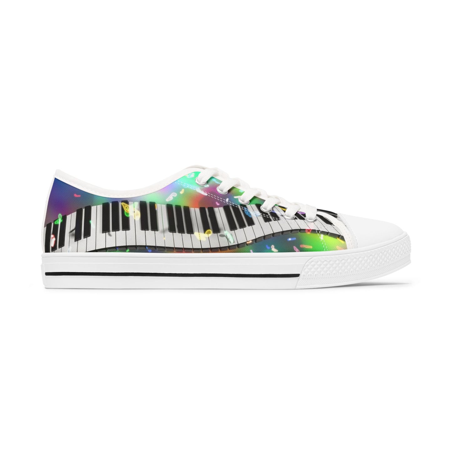 Piano Keys Low Top Sneakers — Colorful Musical Canvas Shoes