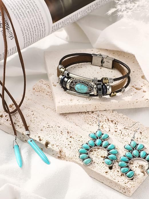 3 Pcs Western Jewelry for Women Bohemian Turquoise Jewelry Set Women Country
