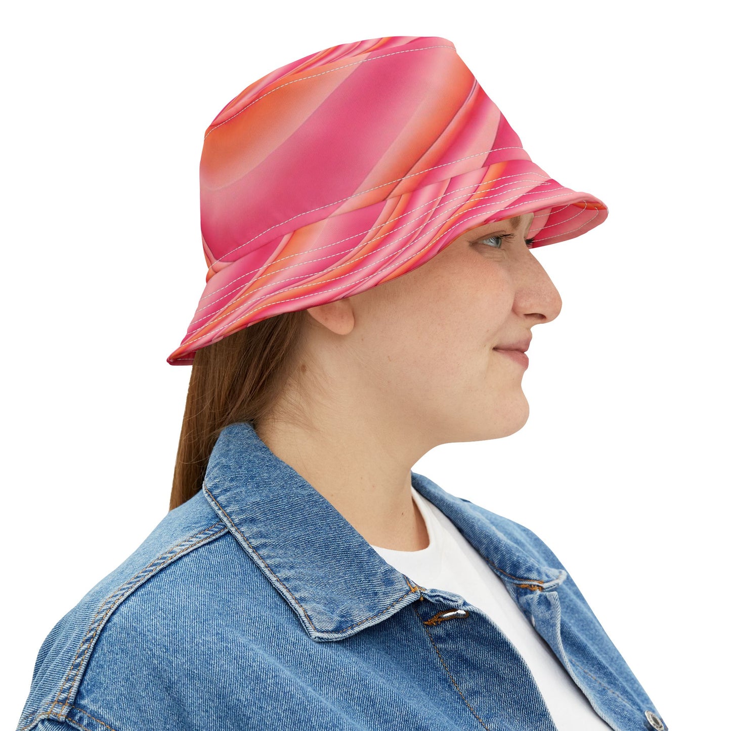 Pink Swirl Bucket Hat — Vibrant Retro Summer Sun Hat