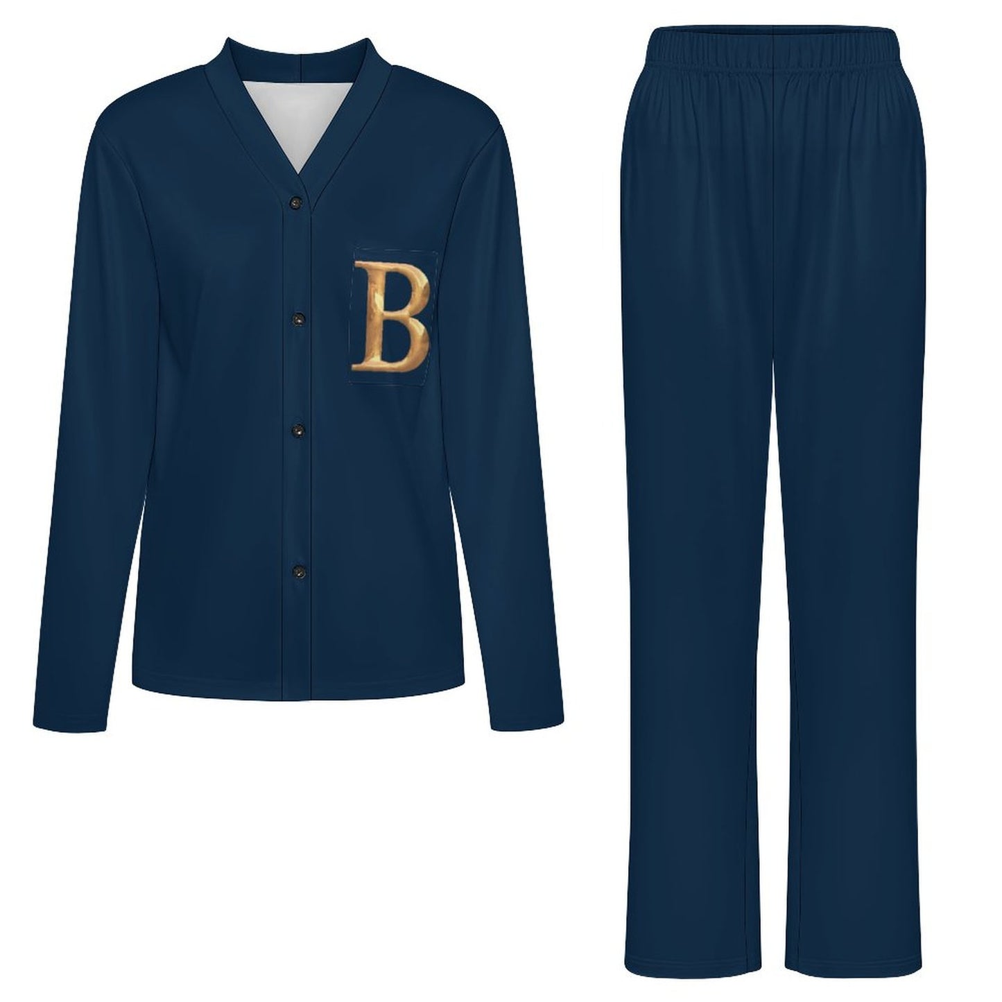 Super Comfy Women's V-Neck Pajama Set Letter B