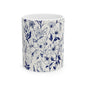 Blue Floral Ceramic Mug — Vintage Navy Botanical Coffee Cup (11oz, 15oz)