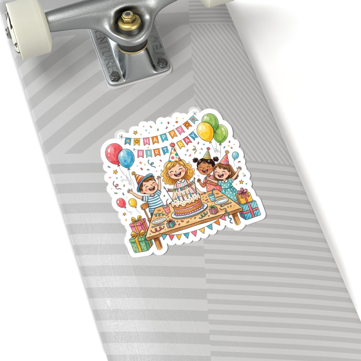 Birthday Party Kids Sticker — Happy Birthday Cake Celebration Kiss-Cut Sticker