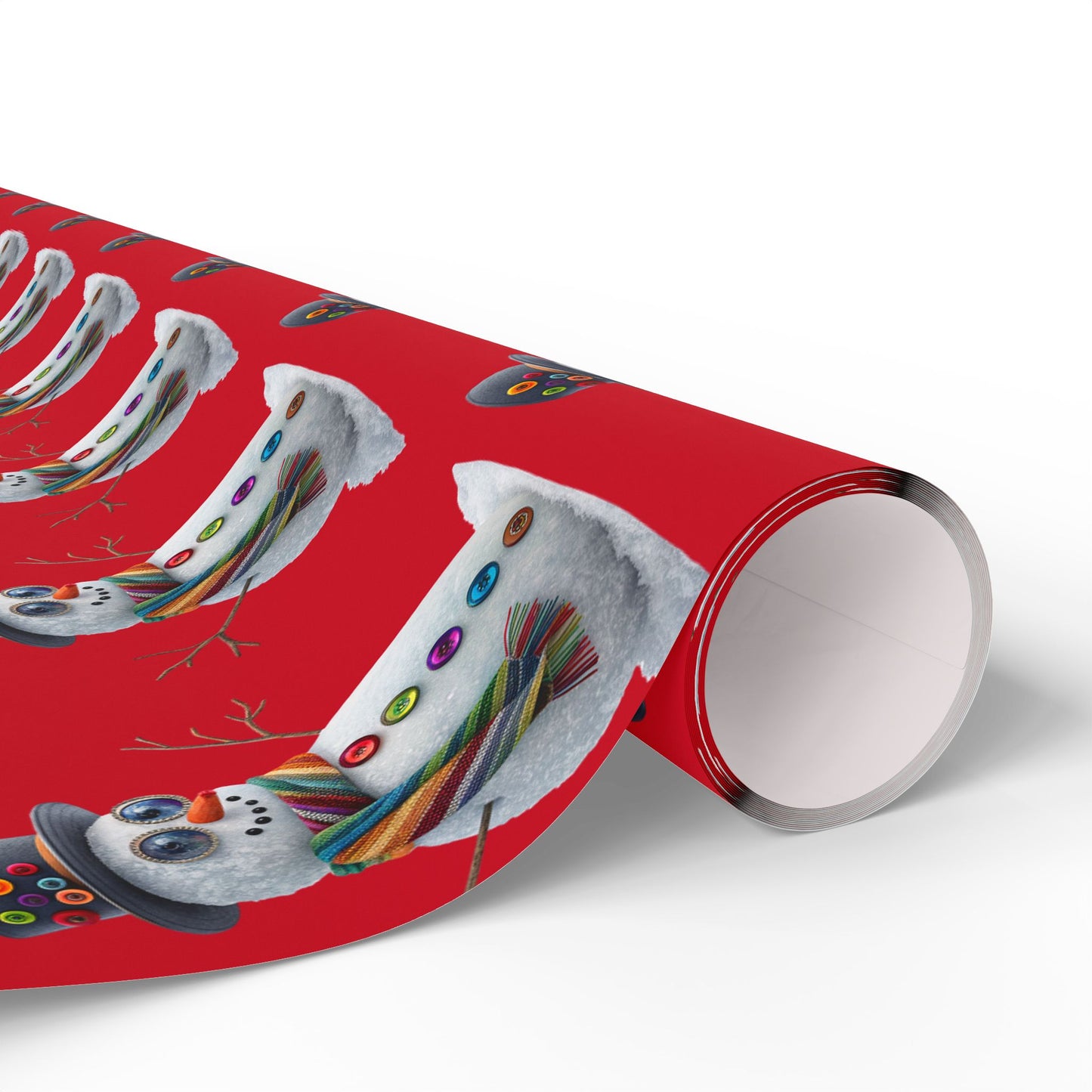 Red Snowman Wrapping Paper Roll – Festive Holiday Gift Wrap with Cute Snowmen Pattern