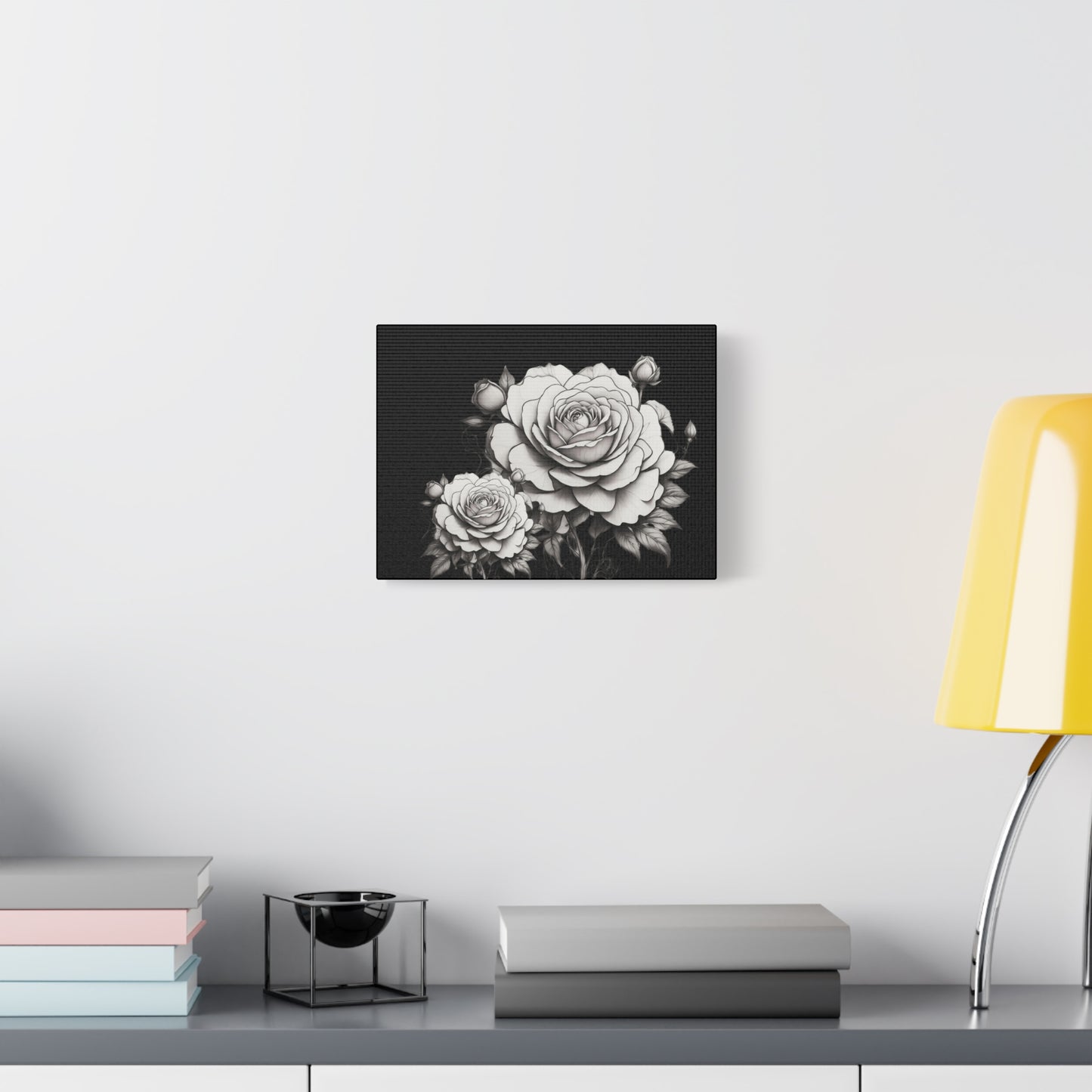 Monochrome Rose Canvas Print — Black & White Floral Wall Art