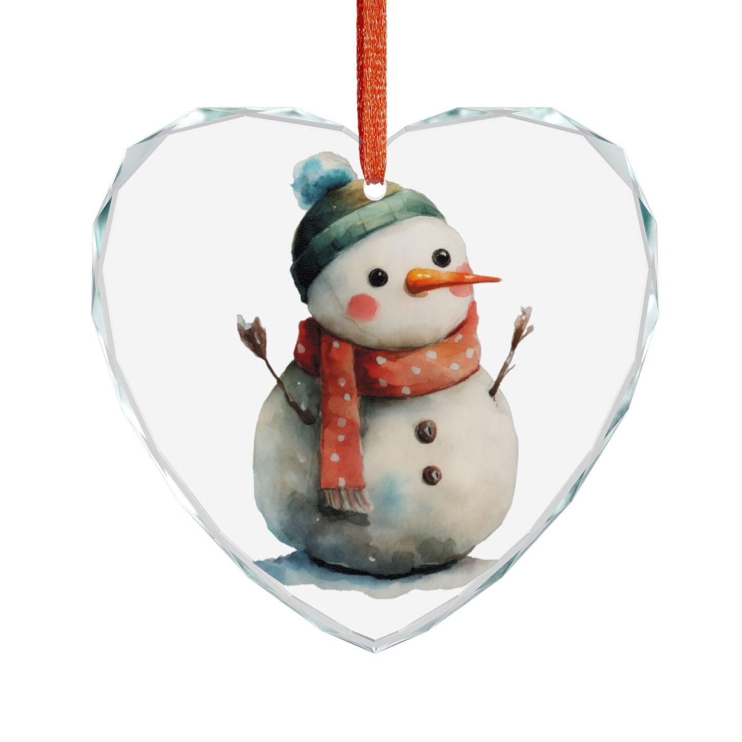 Crystal Heart Ornament — Cute Snowman Holiday Decoration