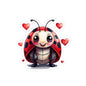 Cute Ladybug Sticker — Lovable Cartoon Kiss-Cut Decal with Hearts