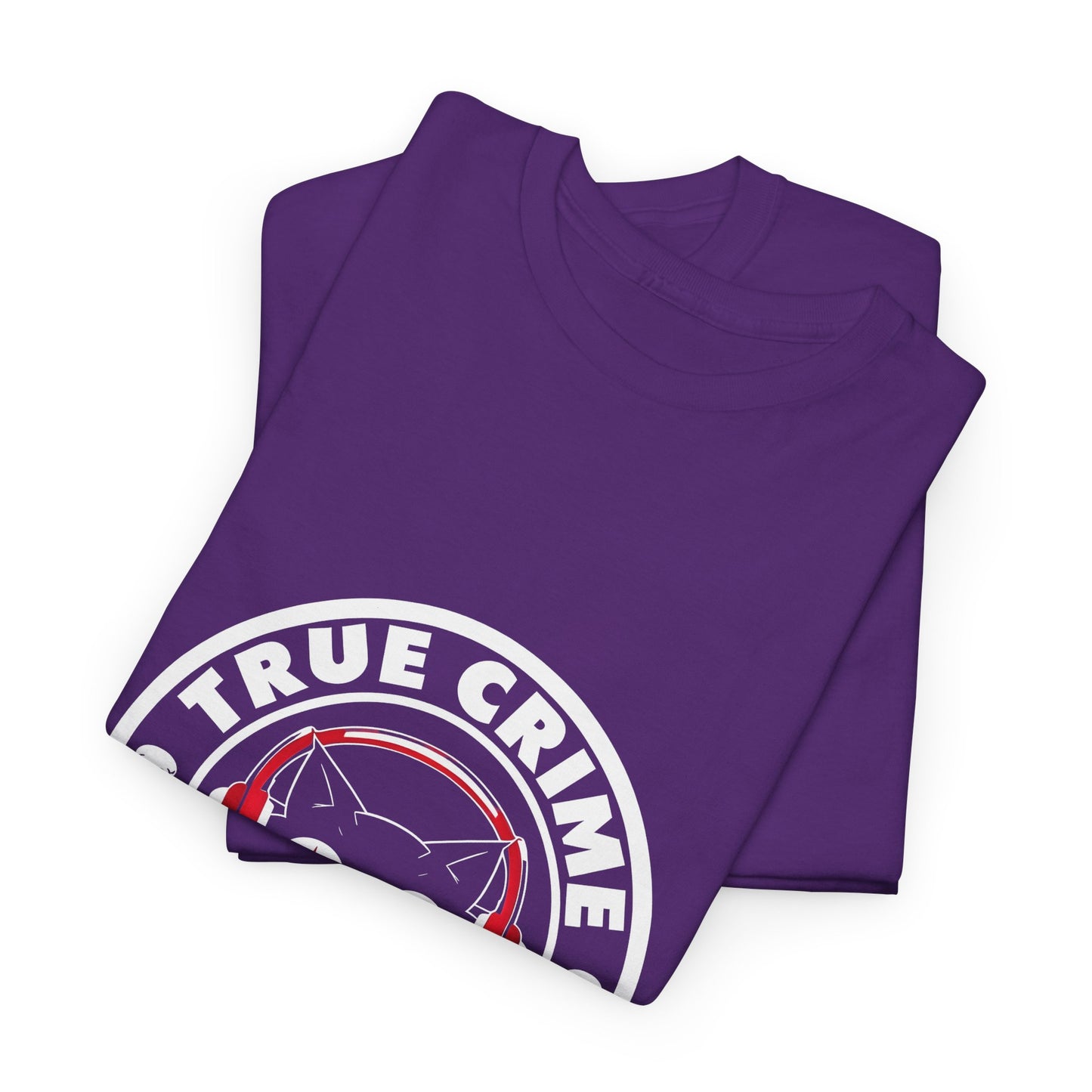 True Crime Podcast Tee — Cat with Headphones Logo