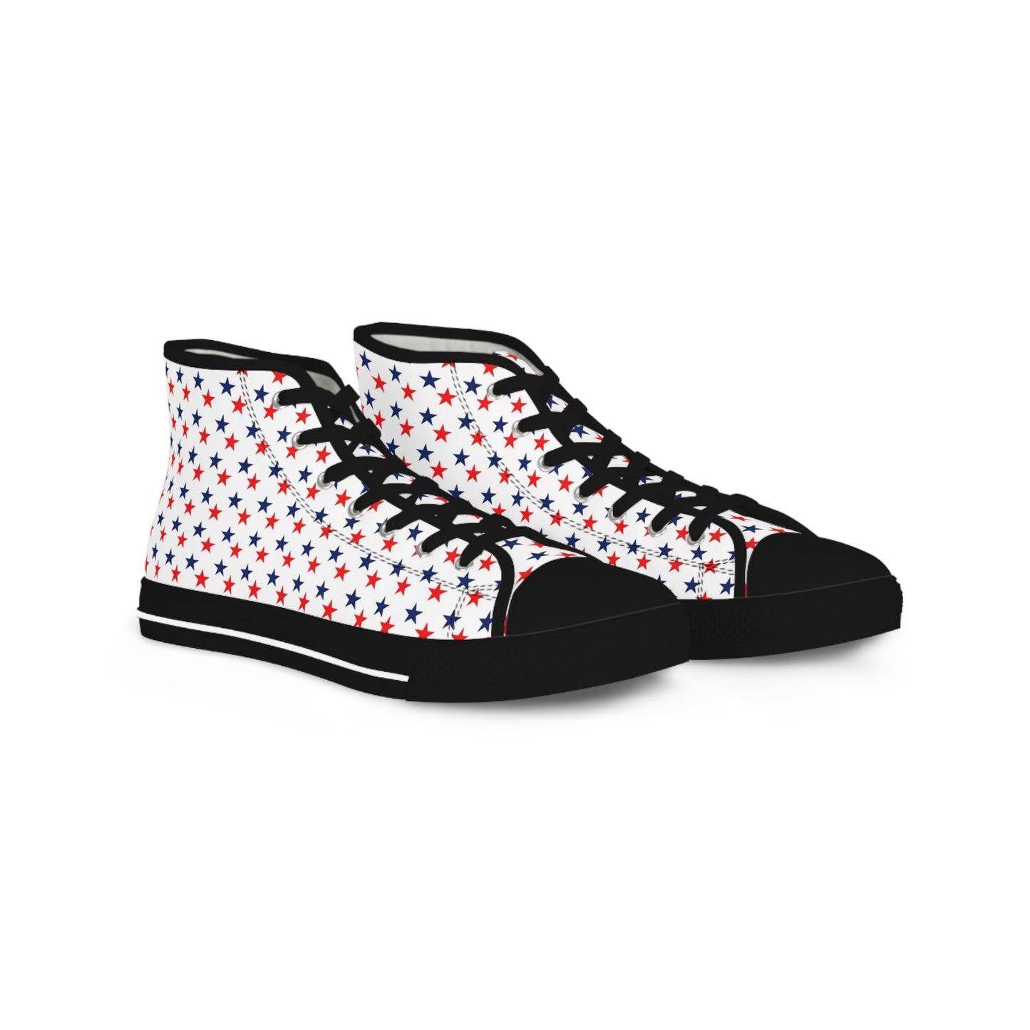 Patriotic Star-Printed High Top Sneakers for Men, Trendy Canvas Sneakers, Casual Footwear, Summer Style, 4th of July Shoes, Gift for Him