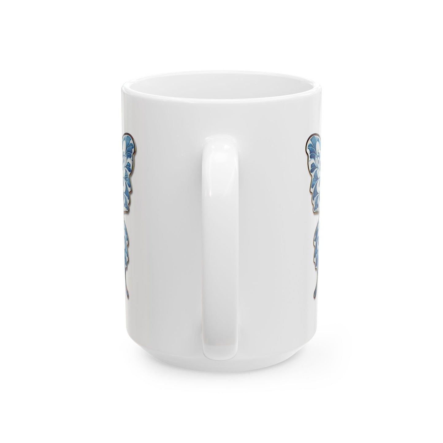 Blue Floral Butterfly Ceramic Mug — Decorative 11oz & 15oz Coffee Cup