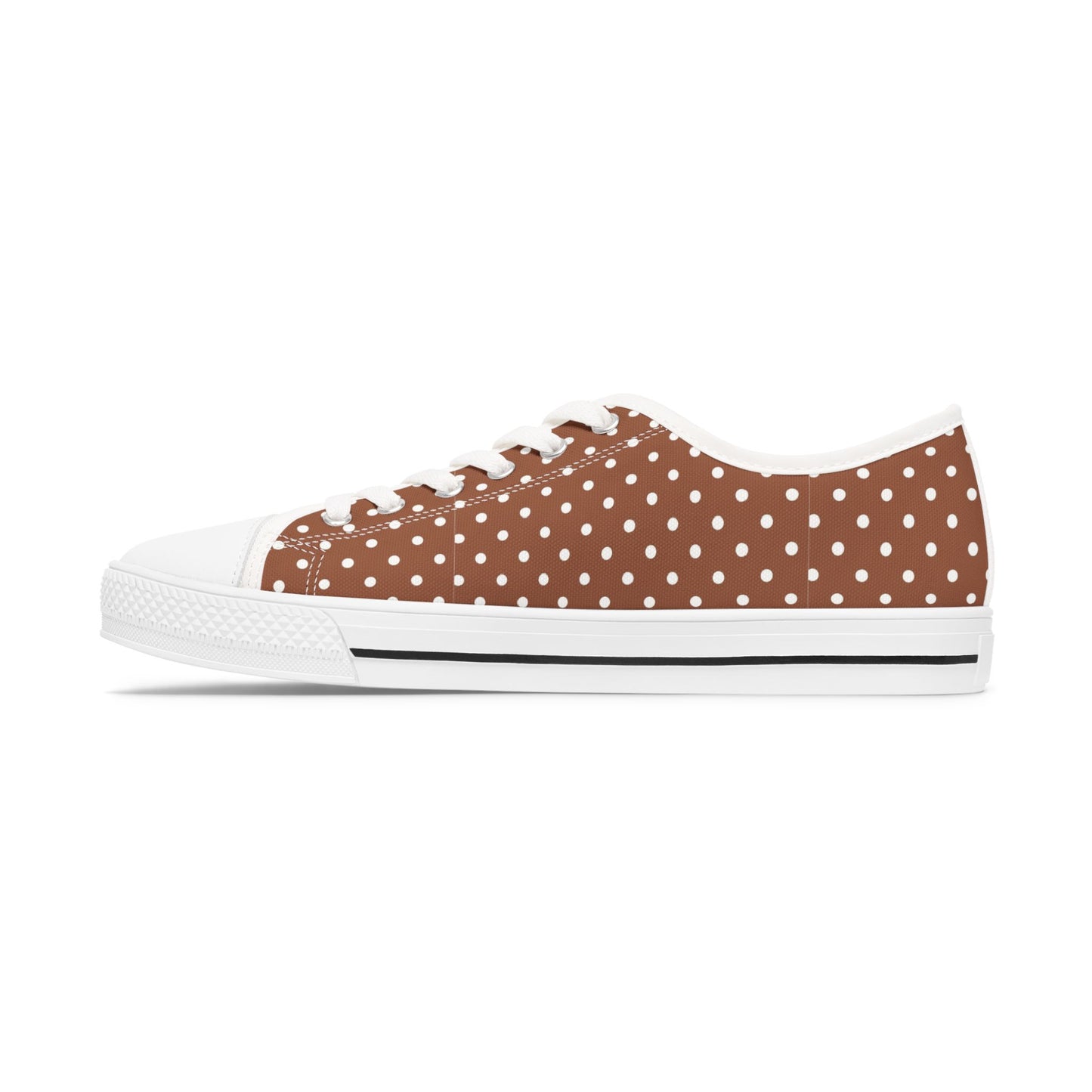 Brown Polka Dot Low Top Sneakers —  Casual Retro Canvas Shoes