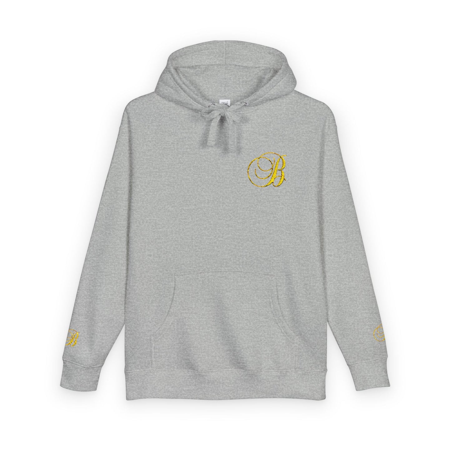 Coral Gold Floral Initial Hoodie — Monogram 'B' Casual Pullover