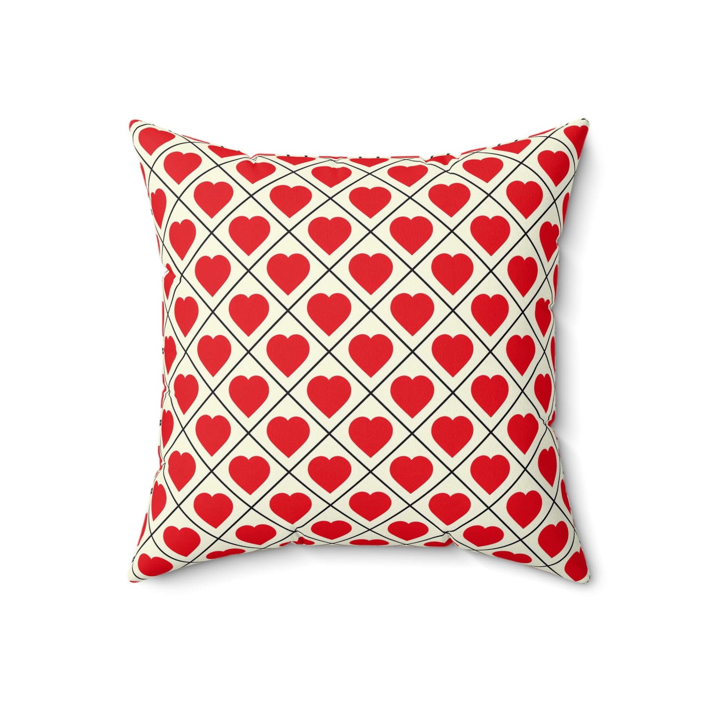 Red Heart Pattern Pillow – Valentine’s Decorative Throw Pillow
