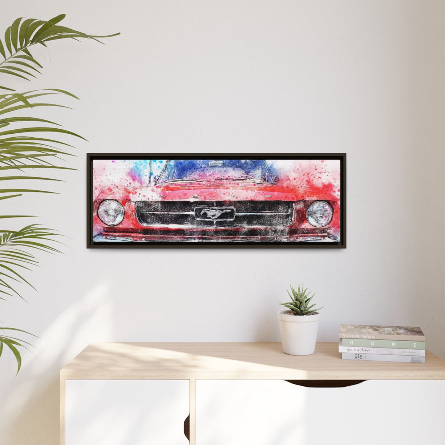 Matte Canvas, Framed Mustang Car