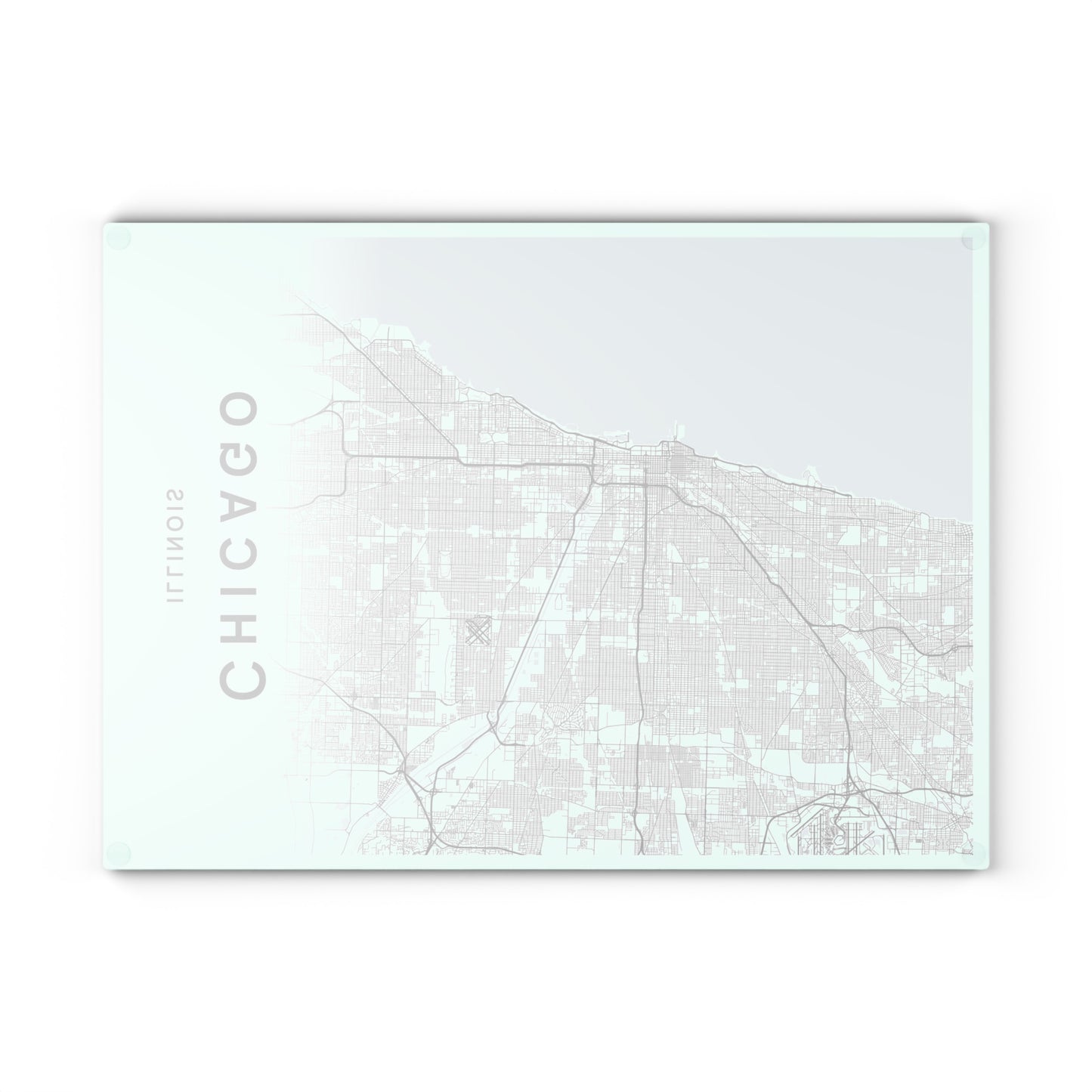Chicago Map Glass Cutting Board – Modern Mint City Map Kitchen Board