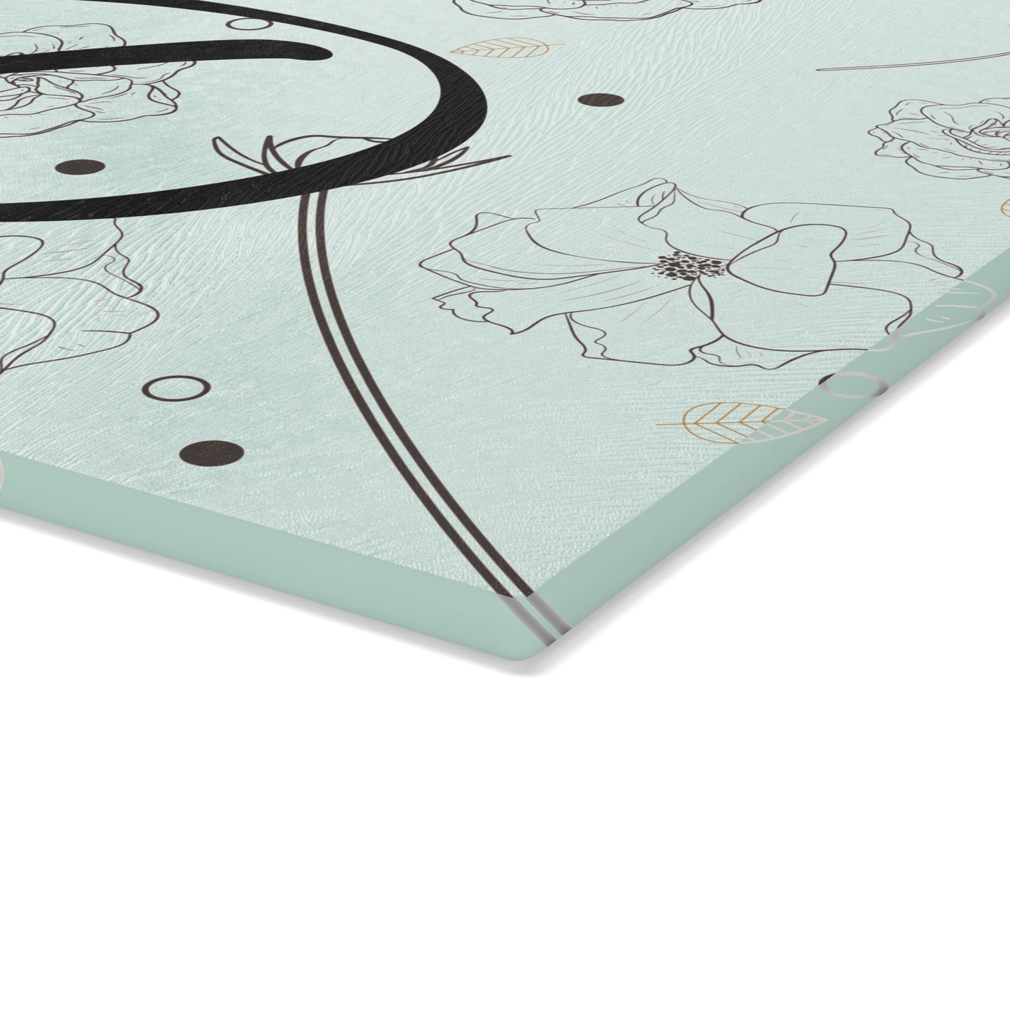 Personalized Floral Glass Cutting Board Letter D