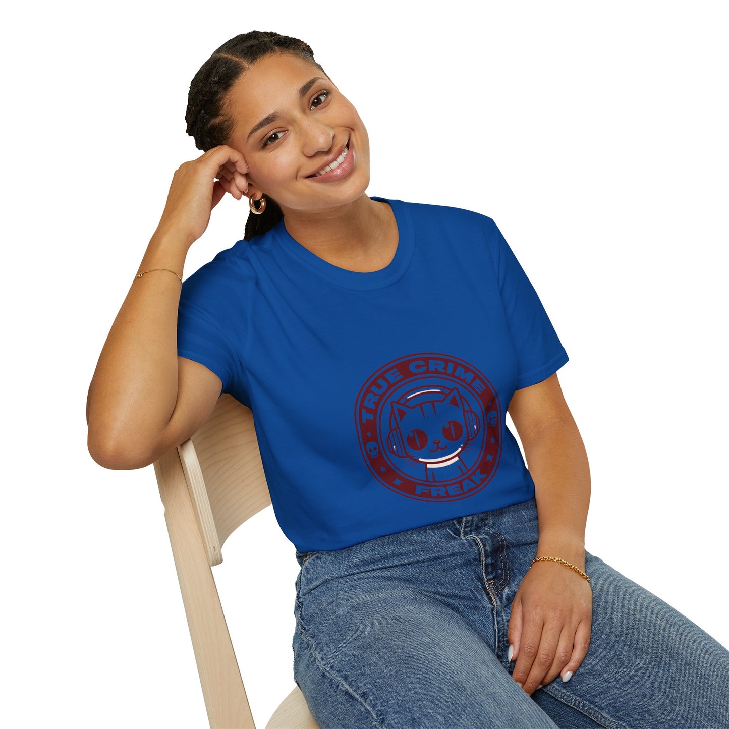 True Crime Freak Cat T-Shirt – Cute Kitty Badge Tee for True Crime Fans