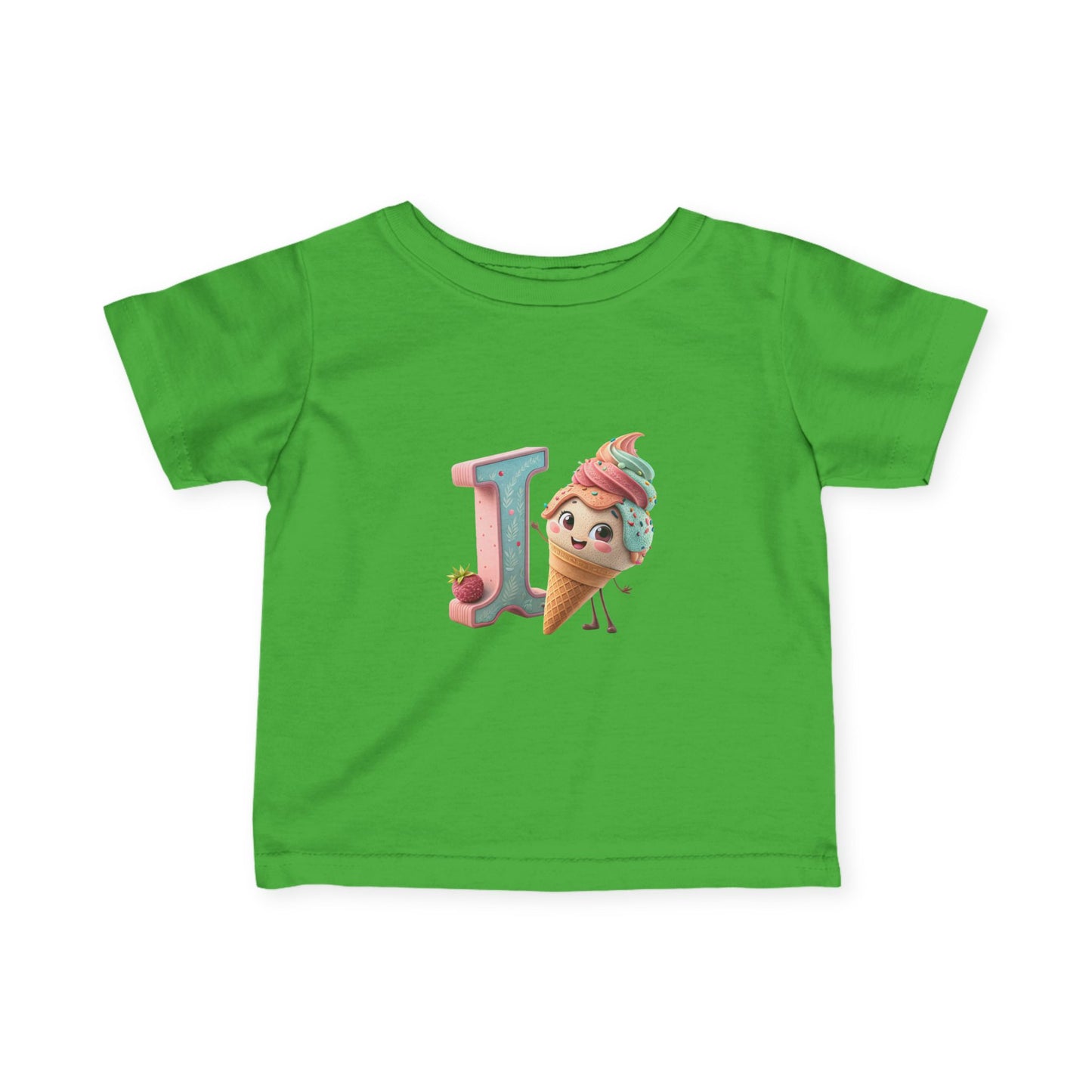 Ice Cream Letter J Infant Tee, Cute Baby Shirt, Kids Birthday Gift, Summer Outfit, Personalized Toddler Gift