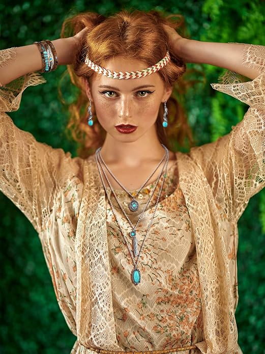 3 Pcs Western Jewelry for Women Bohemian Turquoise Jewelry Set Women Country