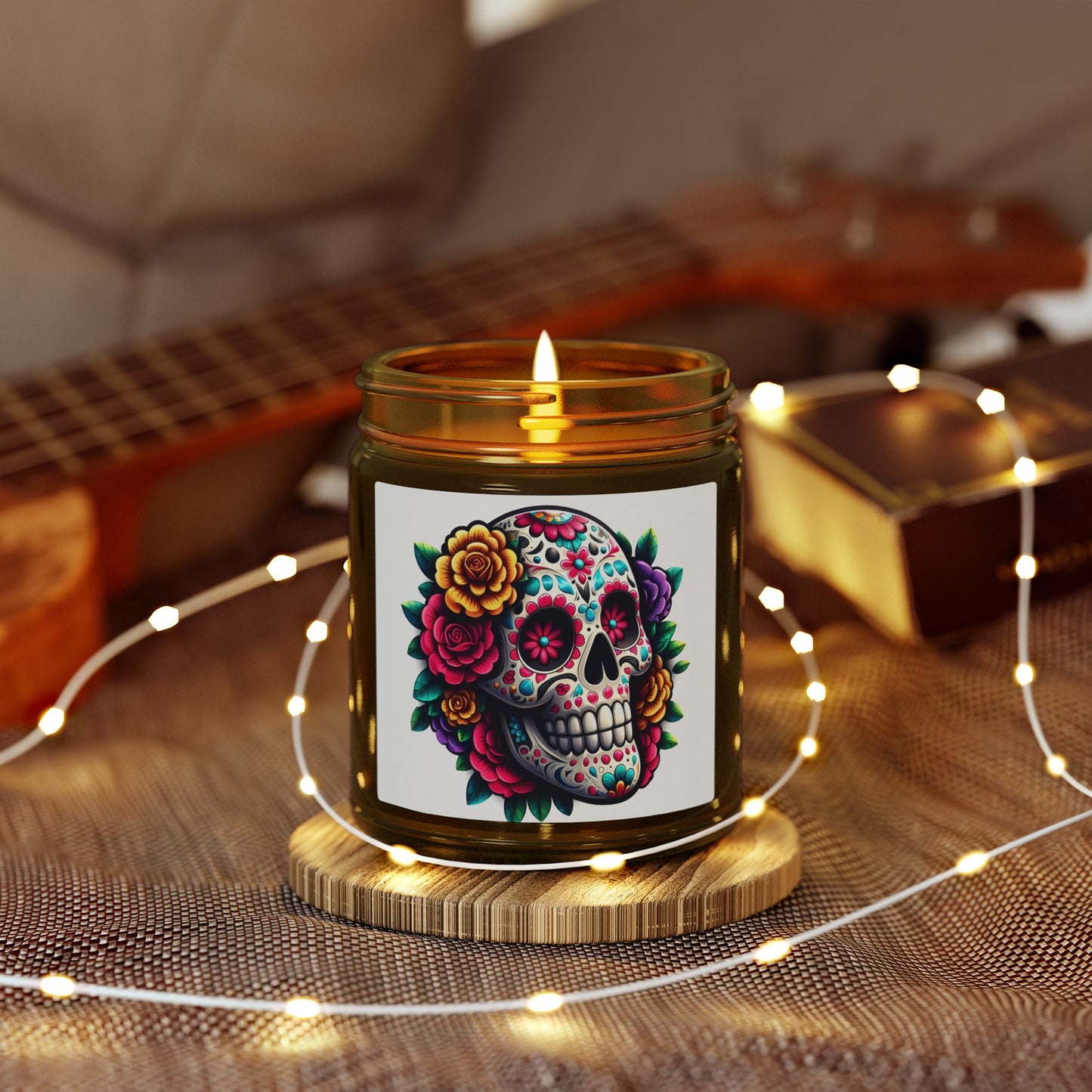 Day of the Dead Coconut Apricot Scented Candle (4oz & 9oz)