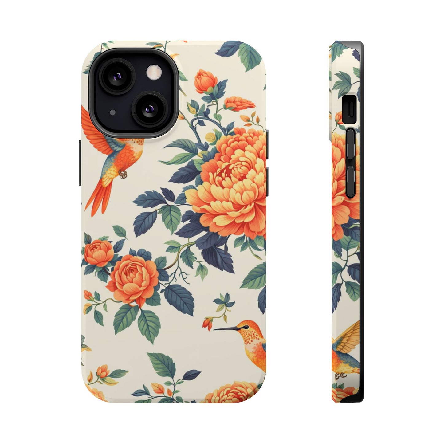 Floral Hummingbird Magnetic Phone Case — Impact-Resistant Protective Cover