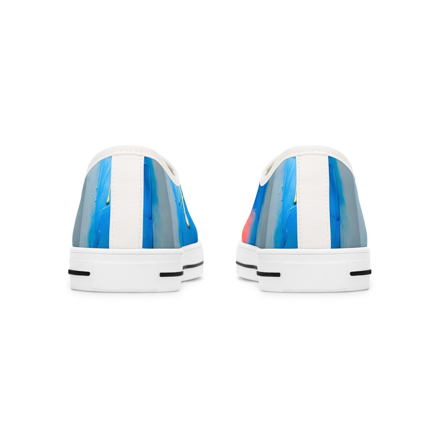 Low Top Sneakers — Abstract Blue & Coral Watercolor Design