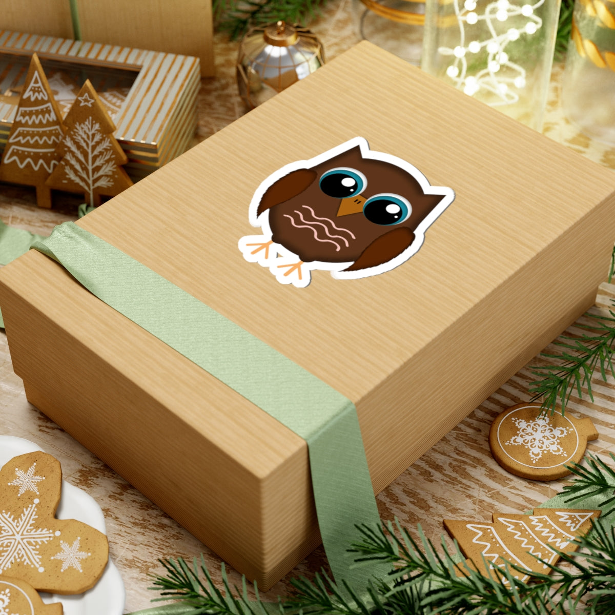 Cute Brown Owl Kiss-Cut Stickers, Fun Laptop Decals