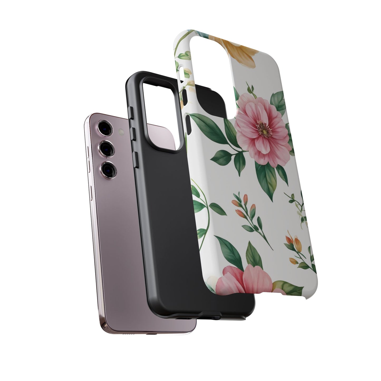 Floral Tough Phone Case — Pink Peony Protective Phone Cover