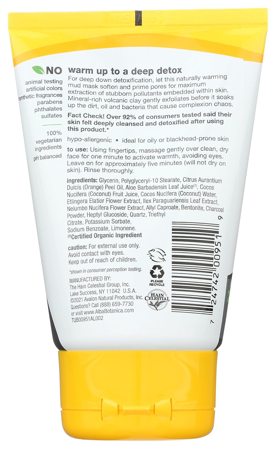Alba Botanica Hawaiian Detox Warming Mud Mask, Anti-Pollution Volcanic Clay, 4 Oz