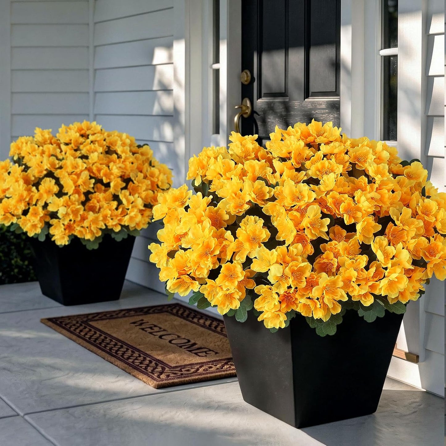 Juxdp 8 Bundles Artificial Camellia for Front Door Outside - Faux UV Resistant Real Looking Camellia Flowers Fake Silk Bouquets Plants for Garden Window