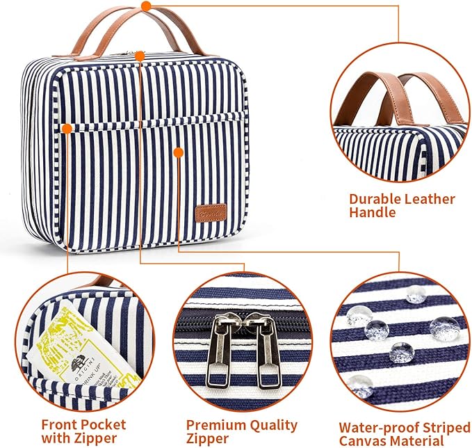 Bosidu Hanging Travel Toiletry Bag,Large Capacity Cosmetic Travel Toiletry Organizer for Women with 4 Compartments & 1 Sturdy Hook