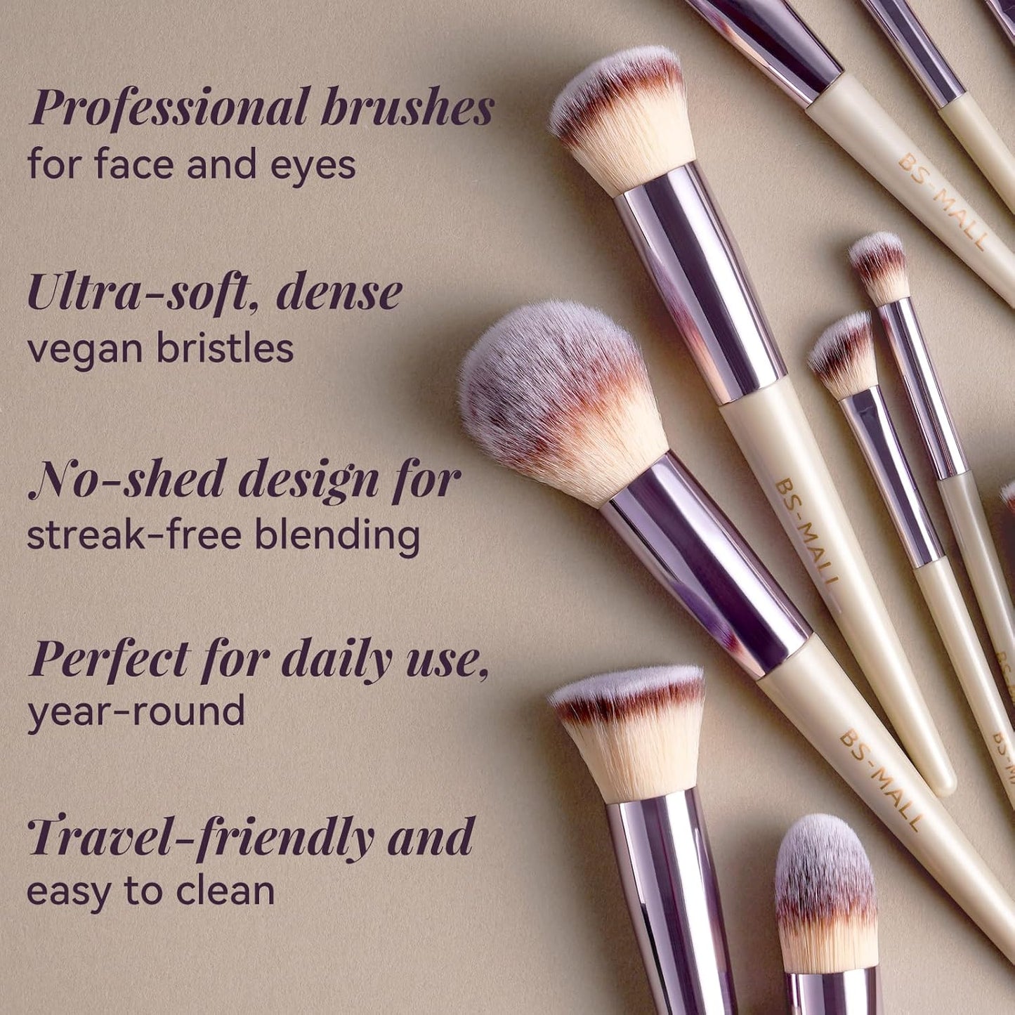 BS-MALL Makeup Brush Set 18 Pcs Professional Foundation Powder Concealers Eyeshadow Blush Synthetic Makeup Brushes with Labeled instruction Black Case Upgraded Version