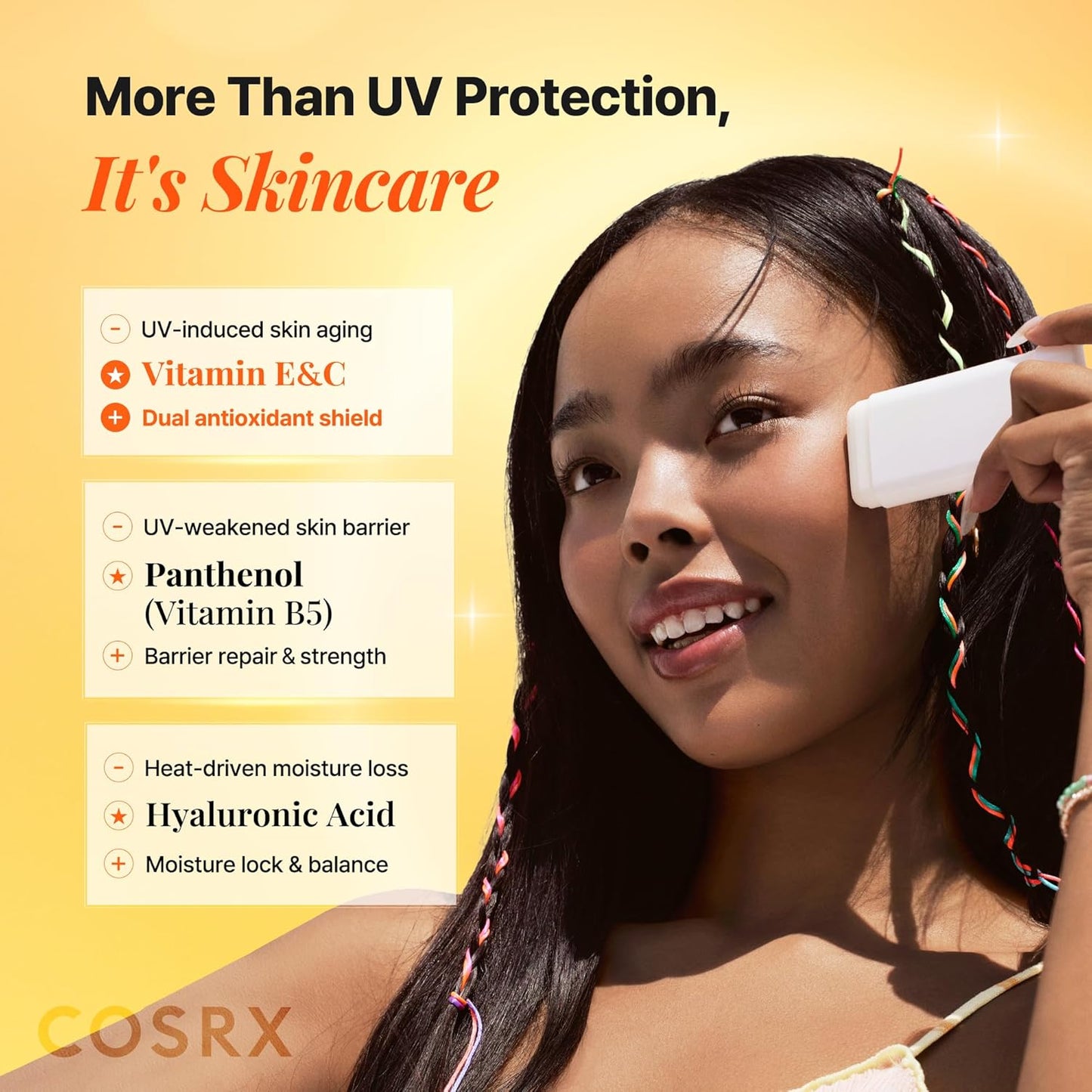 COSRX Airy-Light Clear Sunscreen Stick with Vitamin E&C SPF 50, 0.67 oz, 19g, Korean Suncreen Stick Suncare Sunblock, Lightweight, No White Cast