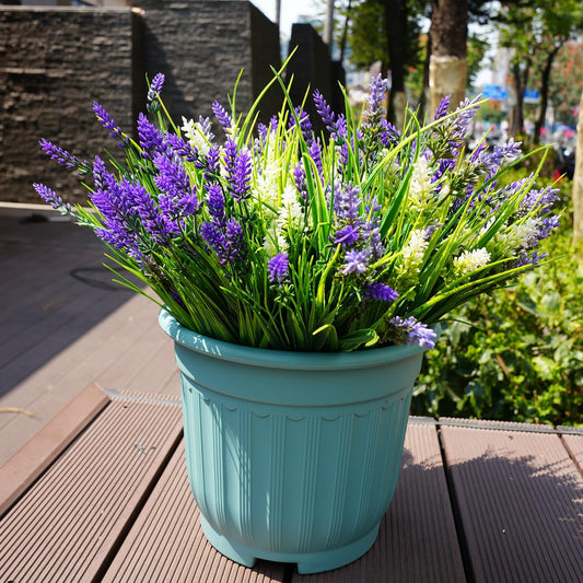 20 Bundles Artificial Plants Outdoor, UV Resistant Fake Flowers， Realistic Faux Lavender Shrubs for Porch Garden Window Box Home Decoration (Purple)