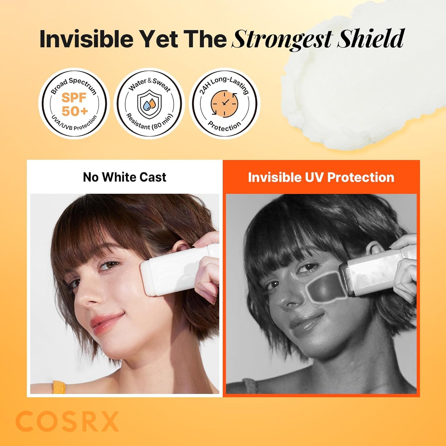 COSRX Airy-Light Clear Sunscreen Stick with Vitamin E&C SPF 50, 0.67 oz, 19g, Korean Suncreen Stick Suncare Sunblock, Lightweight, No White Cast