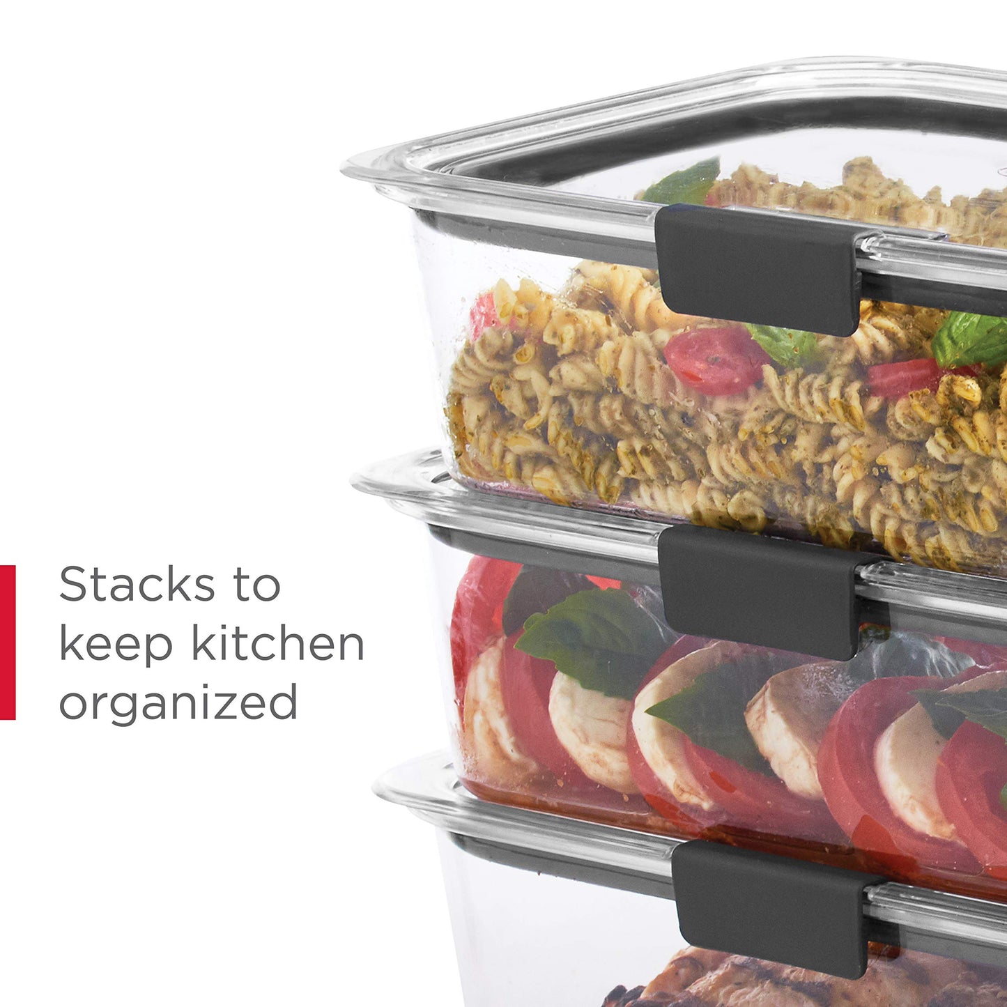 Rubbermaid Brilliance BPA-Free Food Storage Containers Multi Pack, 1.3 Cup Plastic Containers with Lids, 5 Pack, Leak Proof, Microwave & Dishwasher Safe