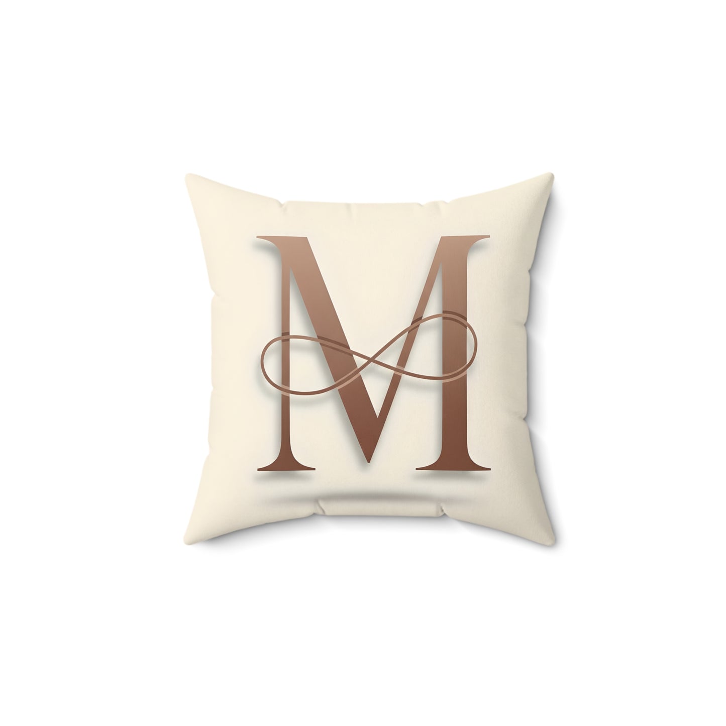 Monogram M Throw Pillow — Elegant Copper Initial Decorative Pillow