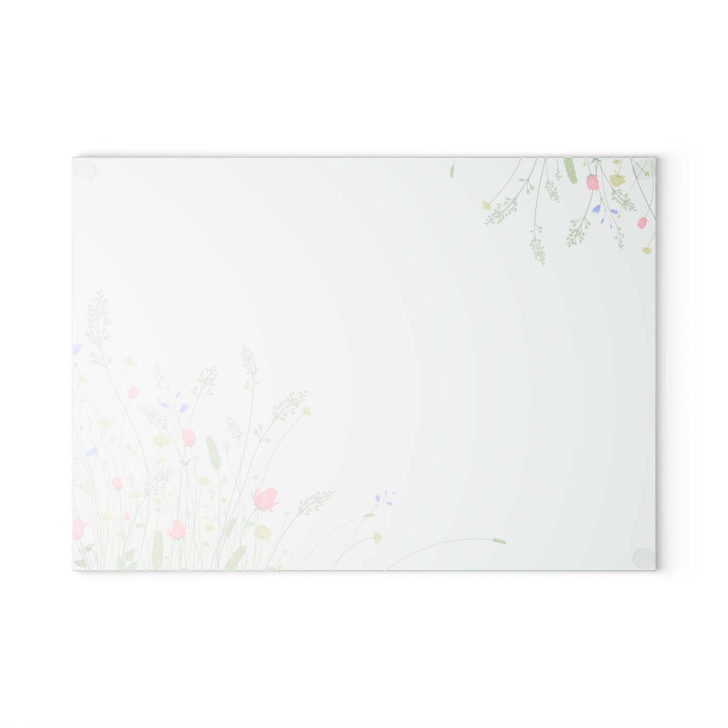 Floral Meadow Glass Cutting Board — Pastel Wildflower Kitchen Board