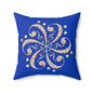 Blue Floral Swirl Decorative Pillow, Home Decor, Bohemian Accent, Sofa Cushion, Gift for Her, Living Room